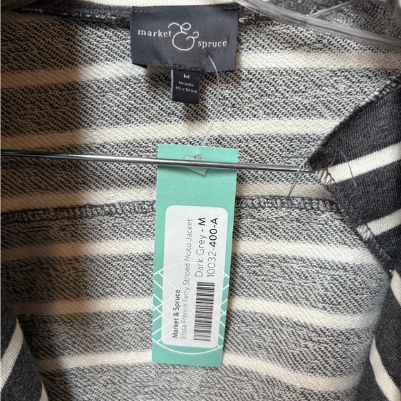 Market & Spruce Striped Moto Jacket NWT Medium Stitch Fix - Picture 5 of 5